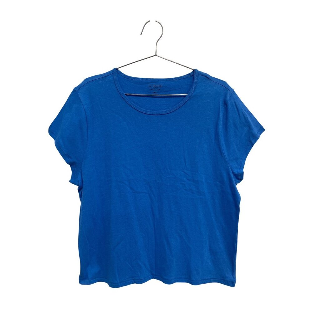 J Crew Organic Slub Tee Size XL Crewneck Short Sleeve Blue Cotton Essential NEW